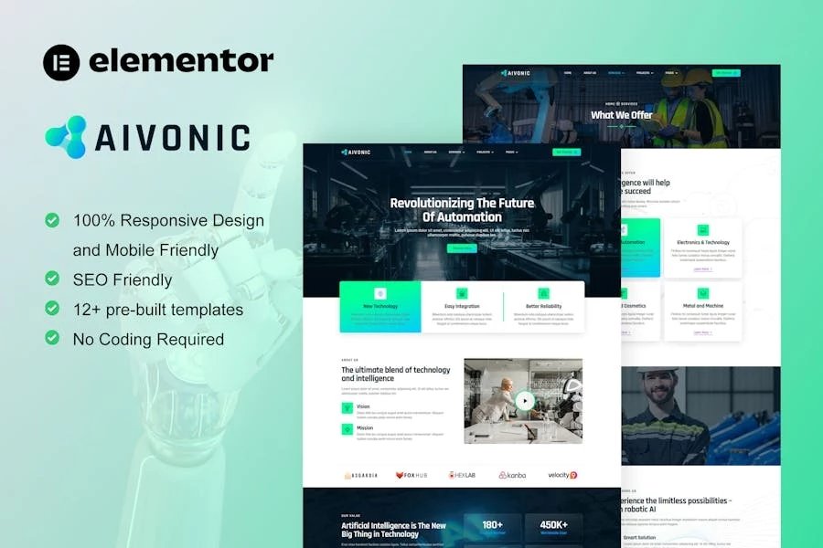 Aivonic - Template Kit Elementor Pro para IA y robótica