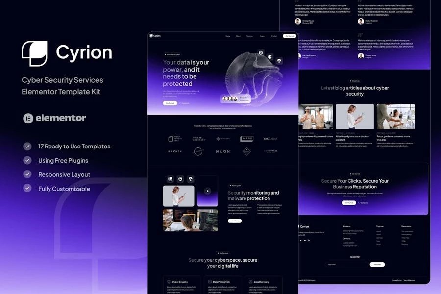 Cyrion - Template Kit Elementor para servicios de ciberseguridad