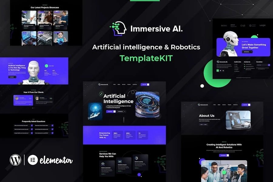 ImmersiveAI - Template Kit Elementor de robótica