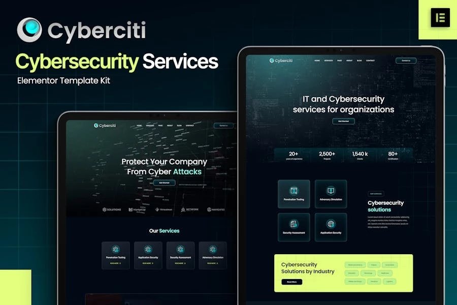 Cyberciti - Template Kit Elementor para servicios de ciberseguridad