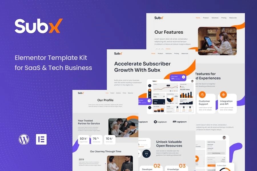 Subx - Kit de plantillas Elementor para empresas tecnológicas y SaaS