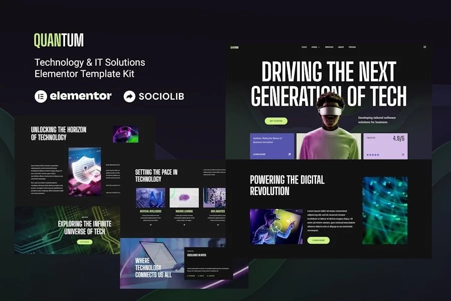 Quantum - Kit de plantillas Elementor de soluciones de tecnología y TI
