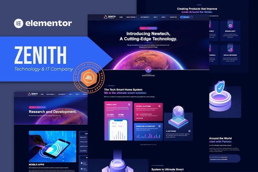 Zenith - Template Kit Elementor para empresas de tecnología y TI