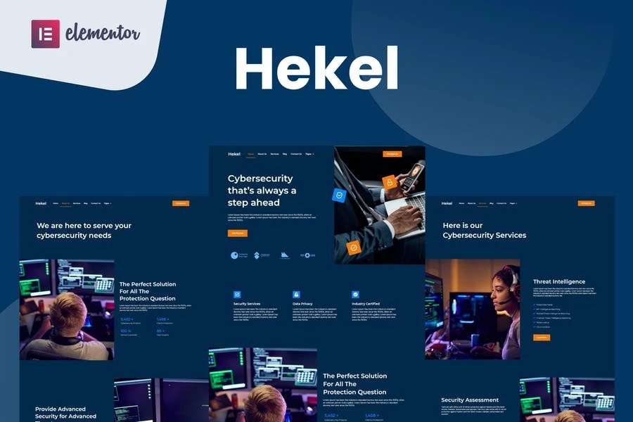Hekel - Kit de plantillas Elementor de ciberseguridad