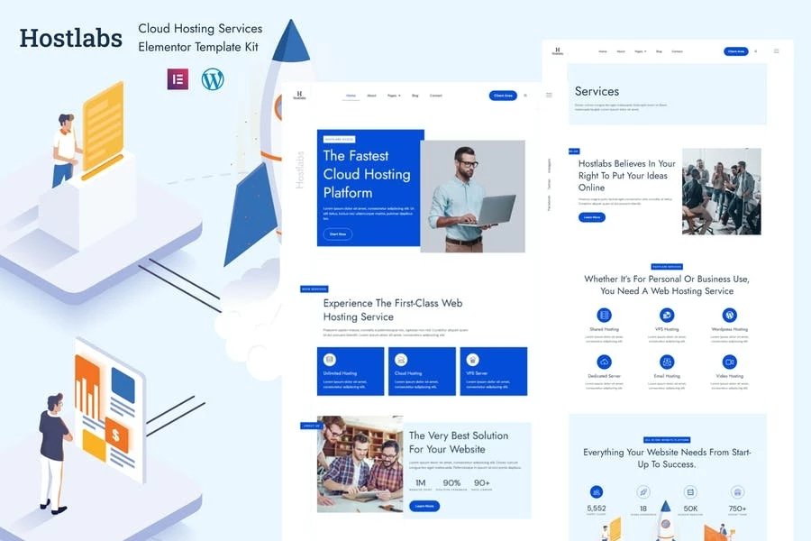 Hostlabs - Template Kit Elementor para servicios de alojamiento en la nube