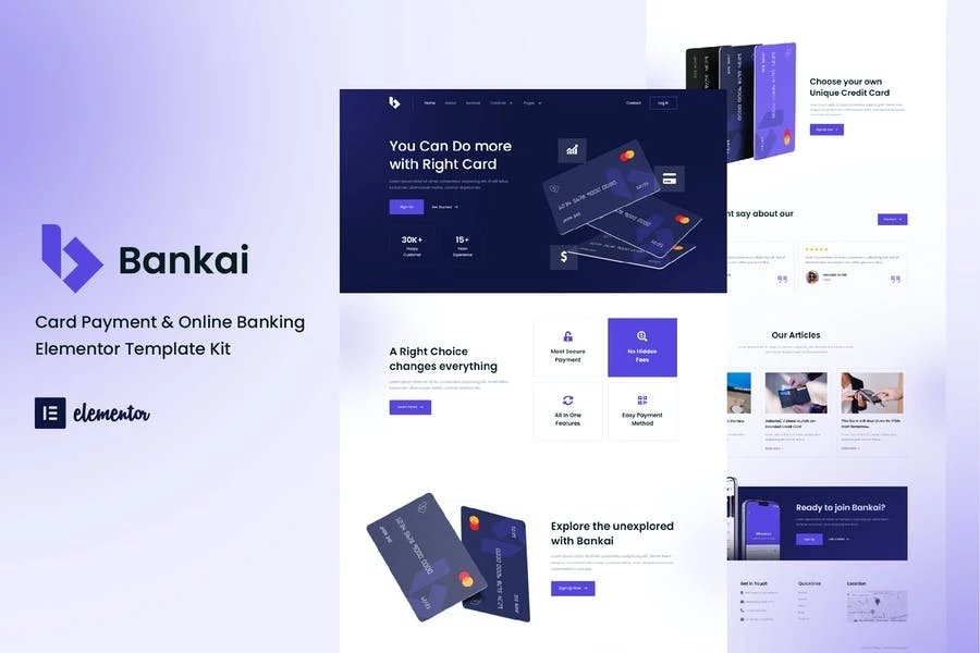 Bankai - Template Kit Elementor para pagos con tarjeta y banca en línea