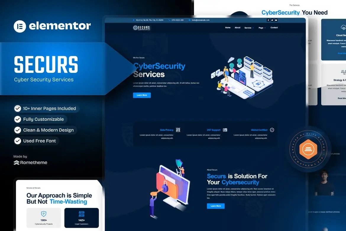Securs - Template Kit Elementor del servicio de ciberseguridad
