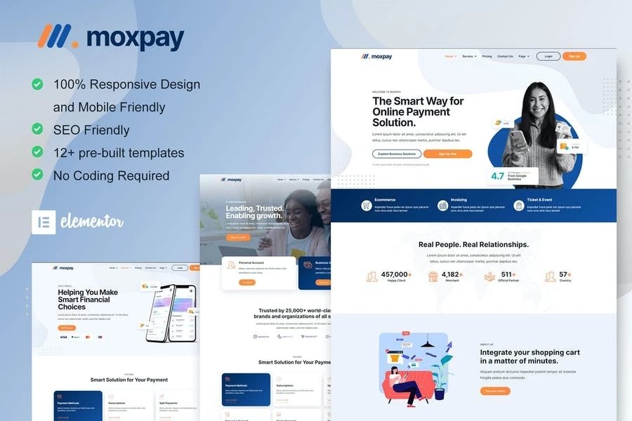 Moxpay - Kit de plantillas Elementor para pasarela de pago en línea