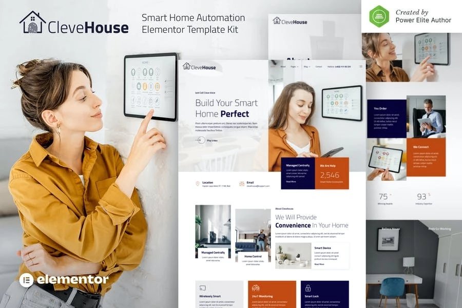 Clevehouse - Template Kit Elementor de automatización del hogar inteligente