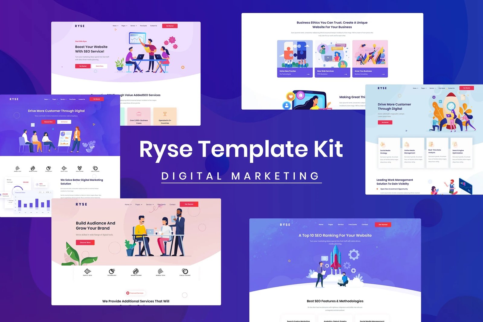 Ryse - Template Kit Elementor de SEO y marketing digital