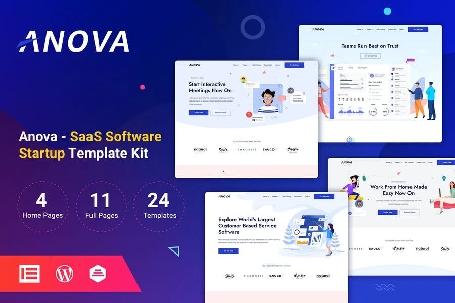 Anova - Template Kit Elementor para SaaS y startups