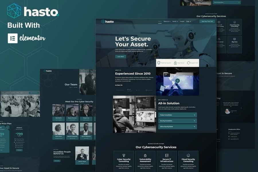Hasto - Template Kit Elementor para servicios de seguridad cibernética