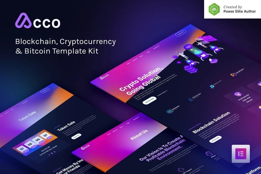 Acco - Template Kit de Bitcoin Elementor y Criptomoneda Blockchain