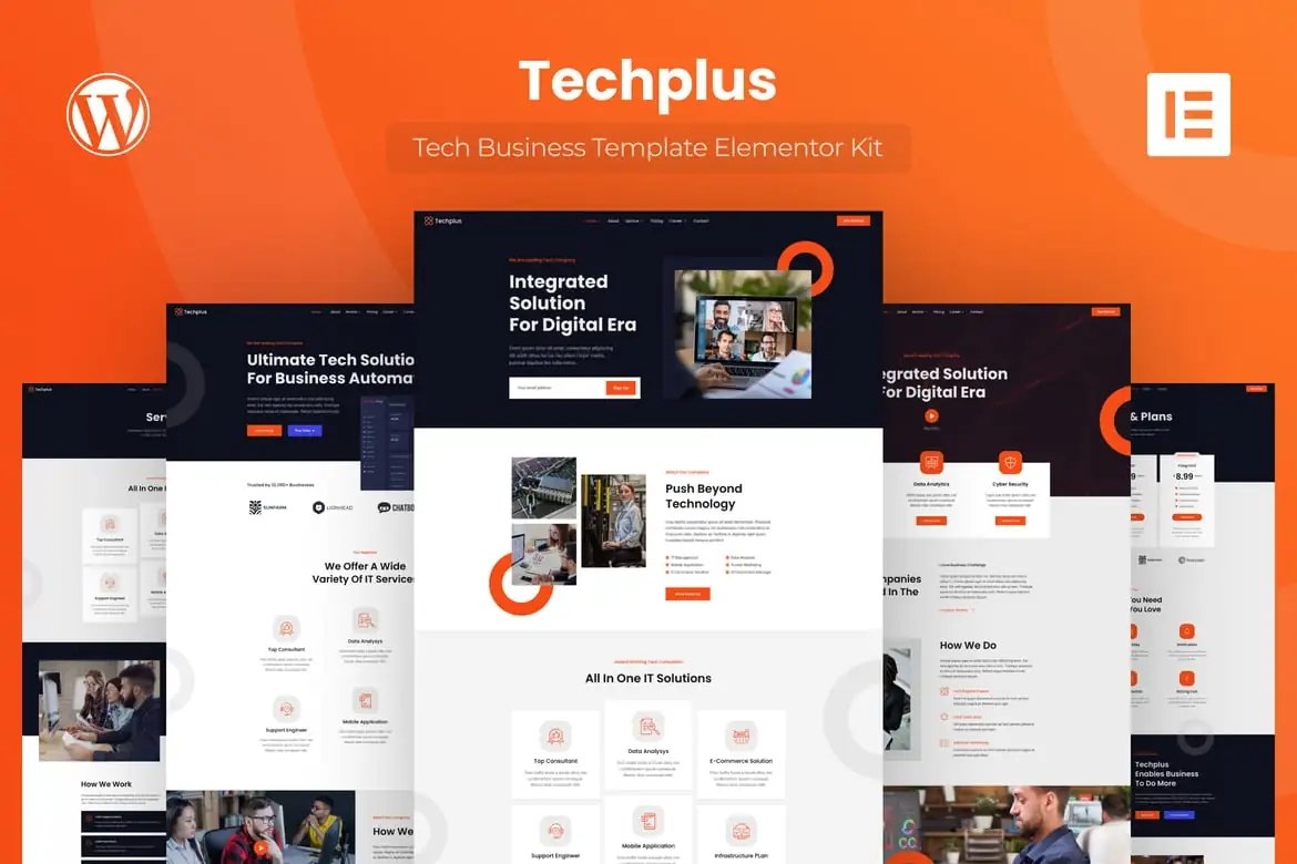 Techplus - Kit de plantillas Elementor para empresas tecnológicas