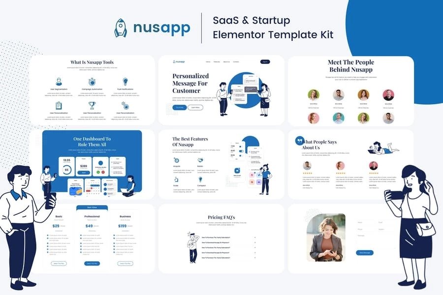 Nusapp - Template Kit de Elementor de Startup Business SaaS