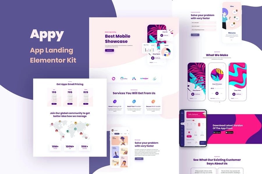 Appy - Template Kit Elementor de página de destino SaaS y Aplicación