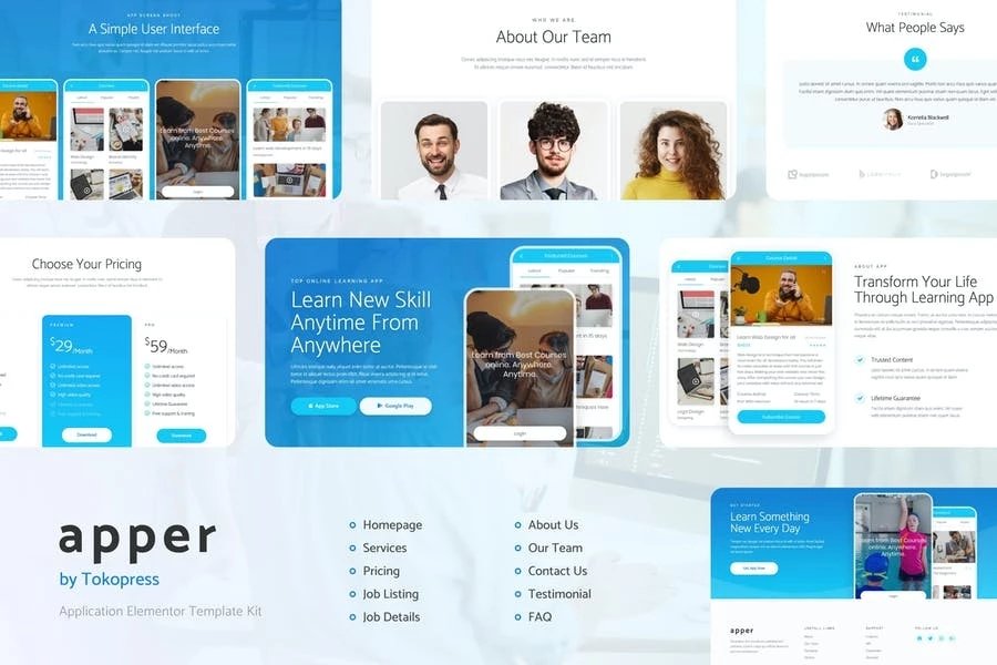 Apper Template Kit de Aplicación móviles y SaaS Startup Elementor