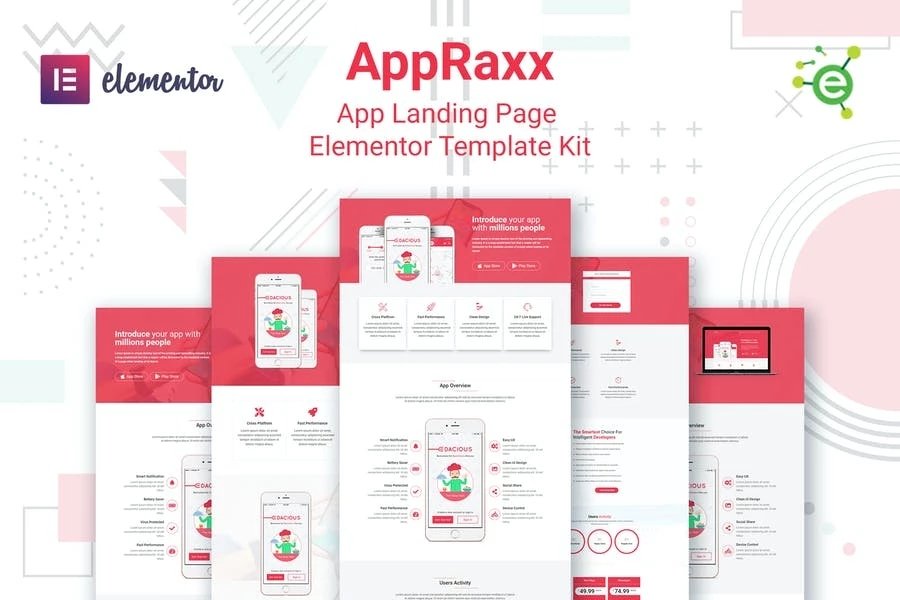 AppRaxx - Template Kit Elementor para páginas de destino de Aplicación