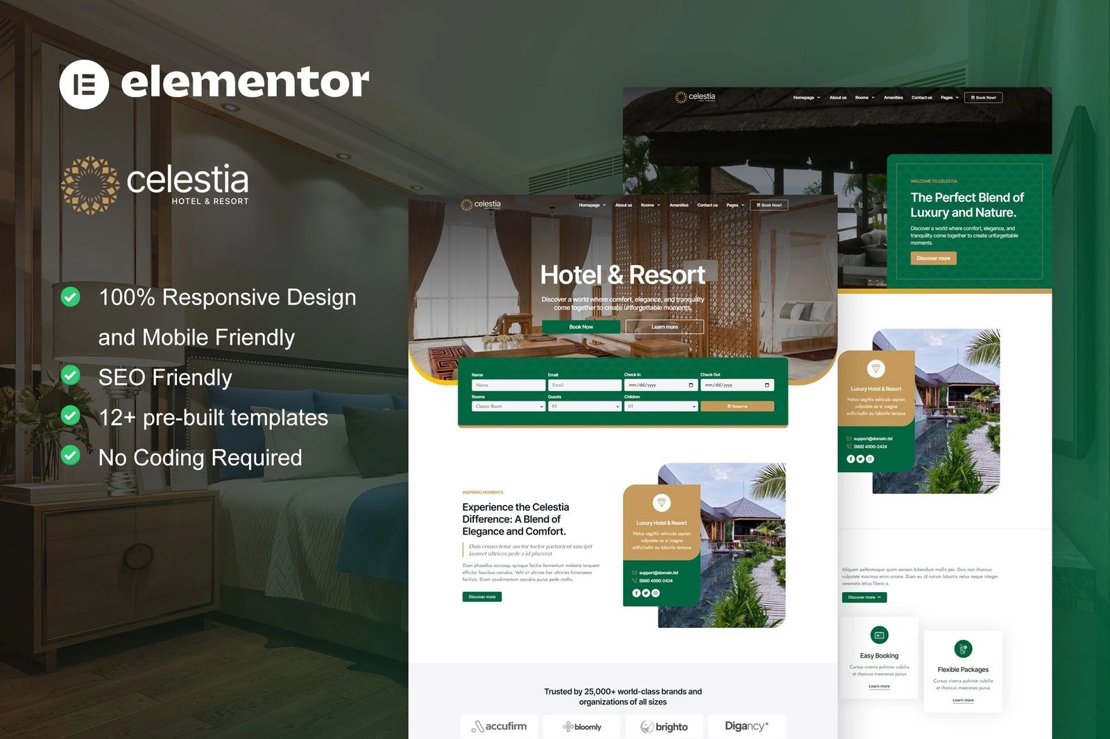 Calestia - Kit de plantillas Elementor para hoteles y complejos turísticos