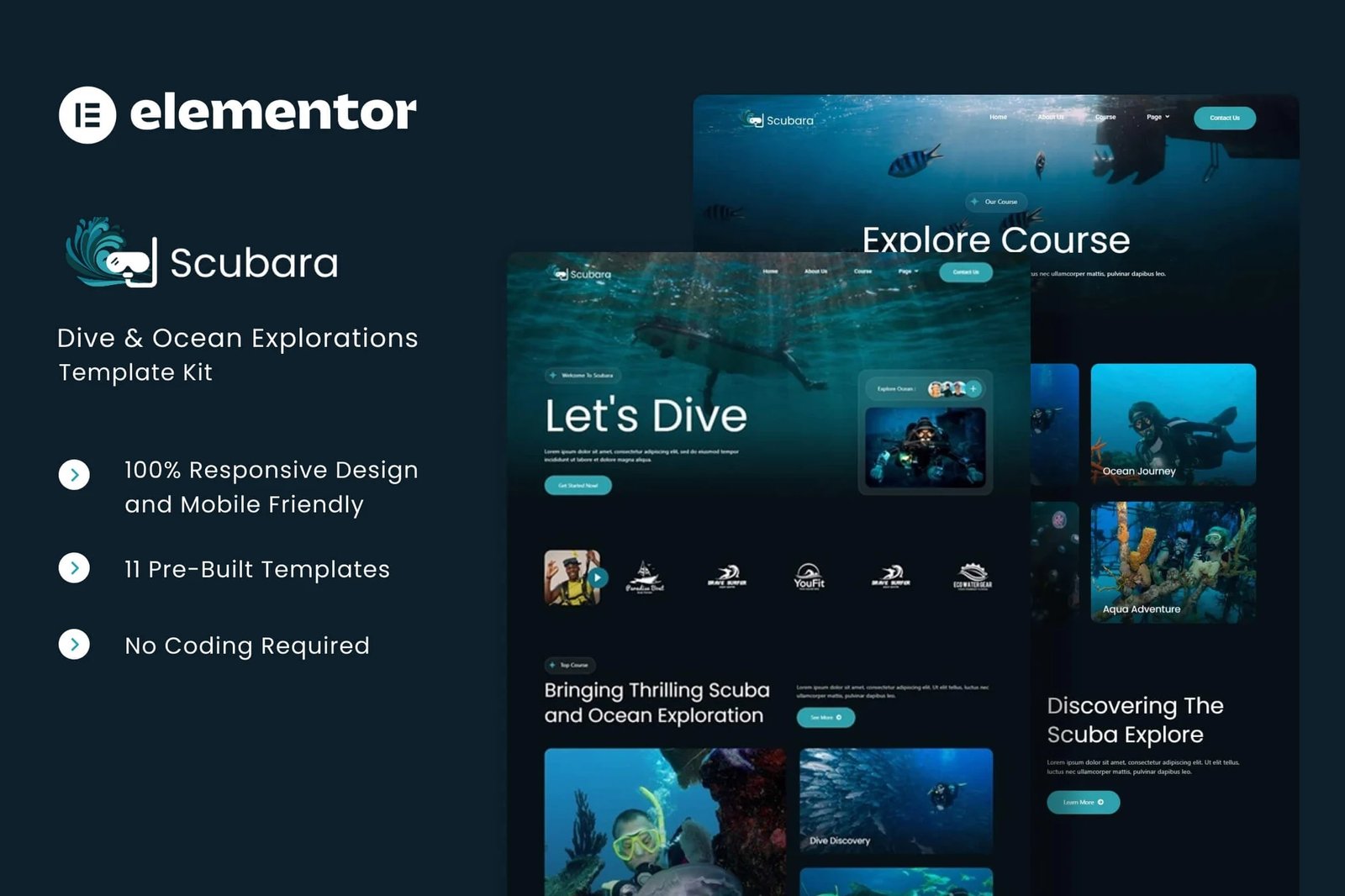 Scubara - Kit de plantillas Elementor de Dive Ocean Explorations