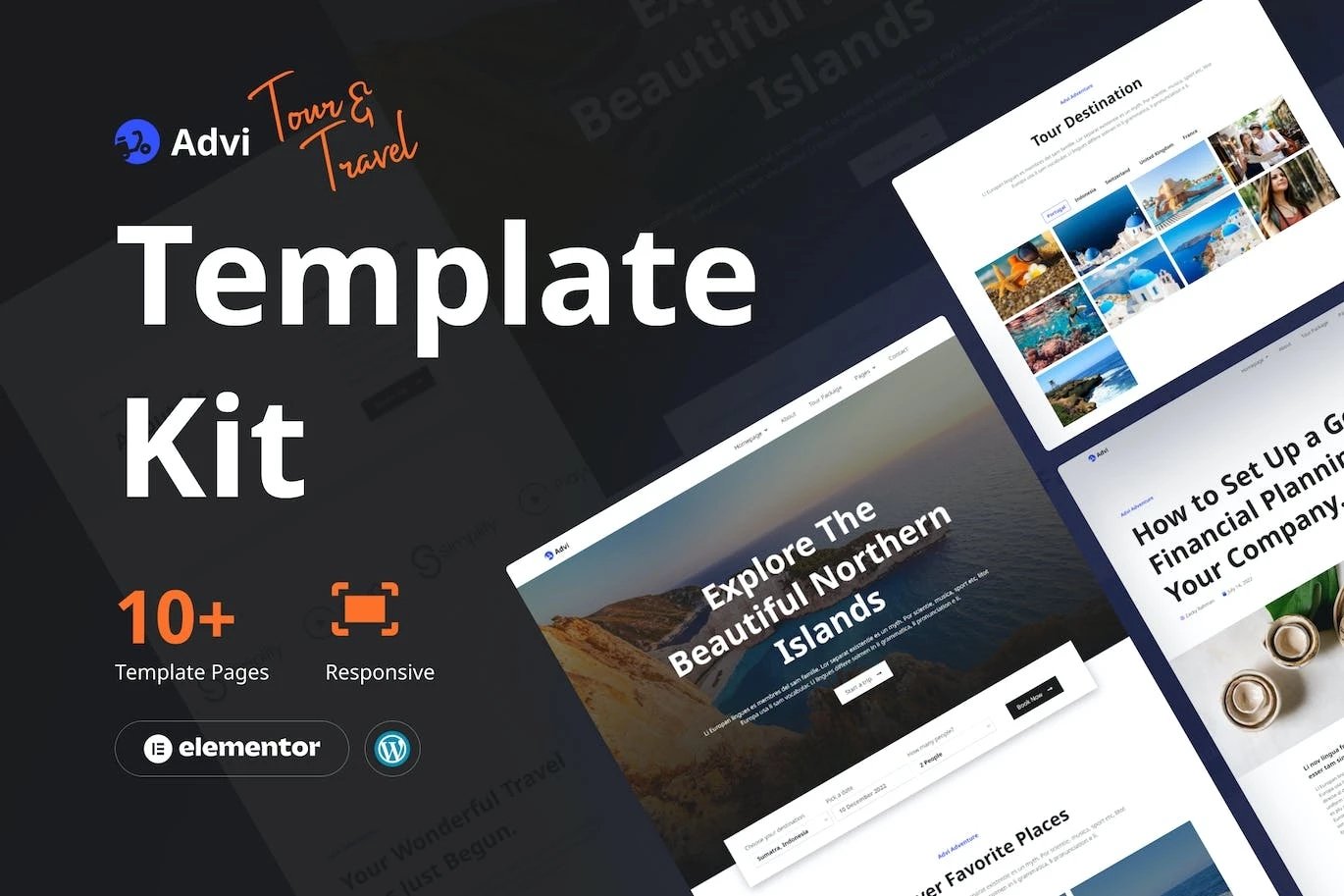 Advi - Template Kit Elementor Pro para viajes y viajes creativos