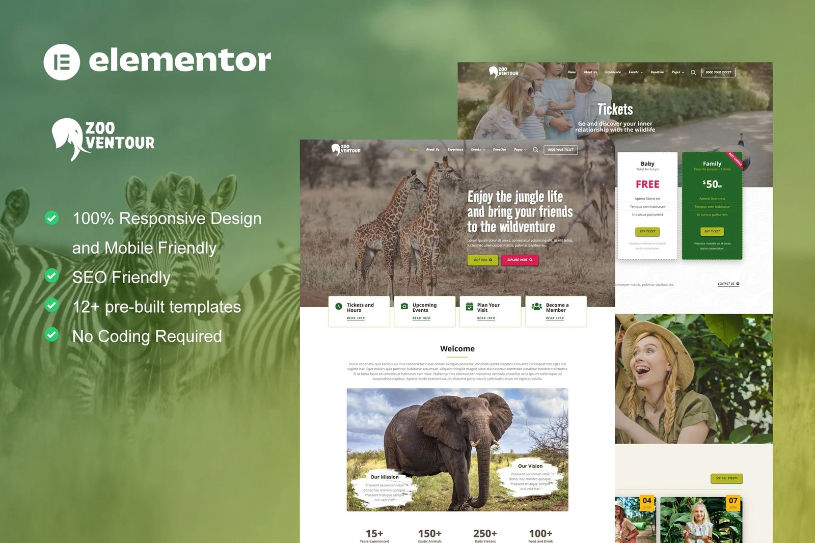 Zooventour - Template Kit Pro Elementor de Safari y Zoo