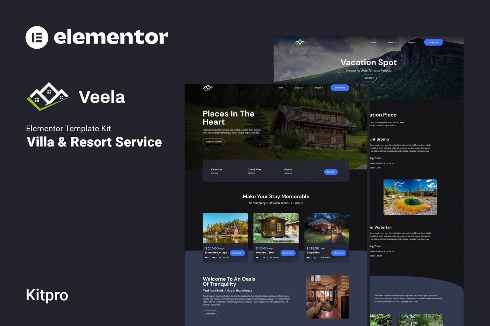 Veela - Template Kit Elementor para alquiler vacacional y resort