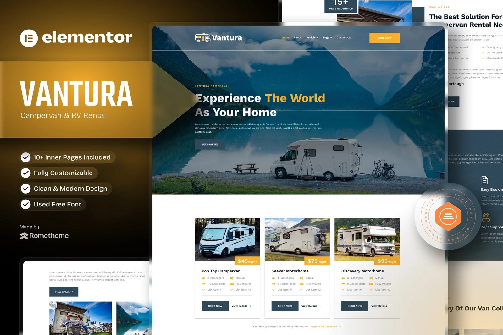 Vantura - Template Kit Elementor para alquiler de autocaravanas y autocaravanas