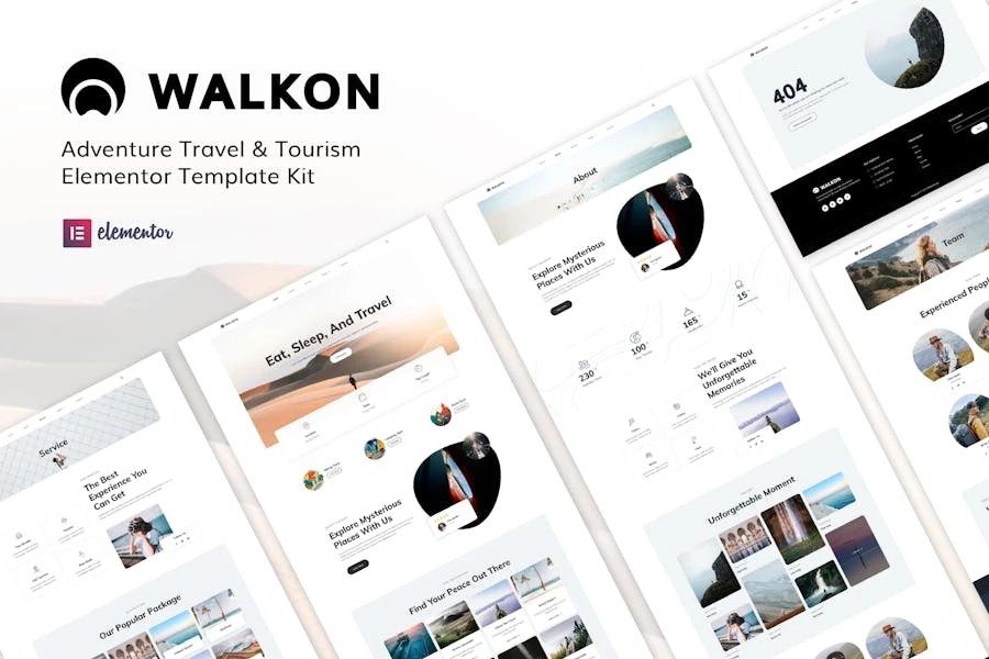 WalkOn - Kit de plantillas Elementor para viajes de aventura y turismo