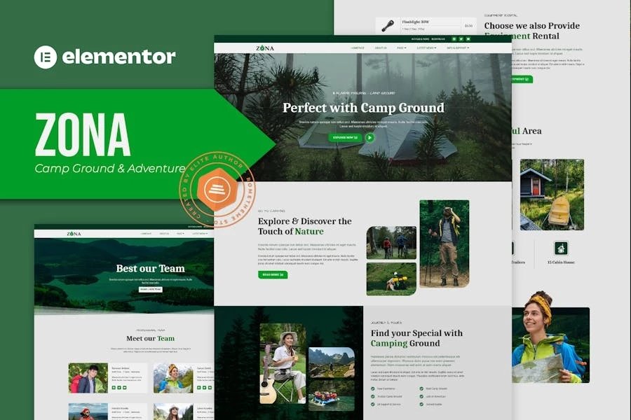 Zona - Kit de plantillas Elementor para campamentos y aventuras