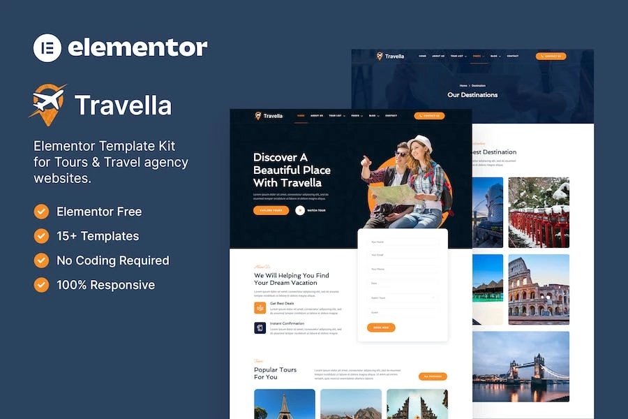 Travella - Template Kit Elementor para Agencia de viajes y tours