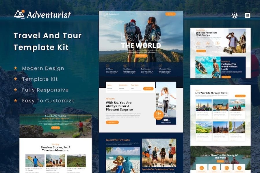 Adventurist - Template Kit Elementor para Agencia de viajes y turismo
