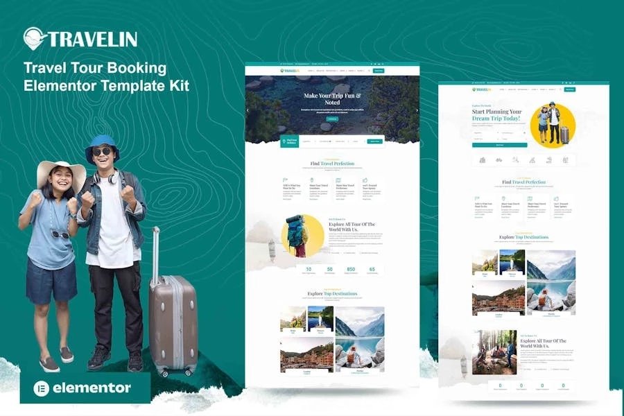 Travelin - Template Kit Elementor para reservas de viajes