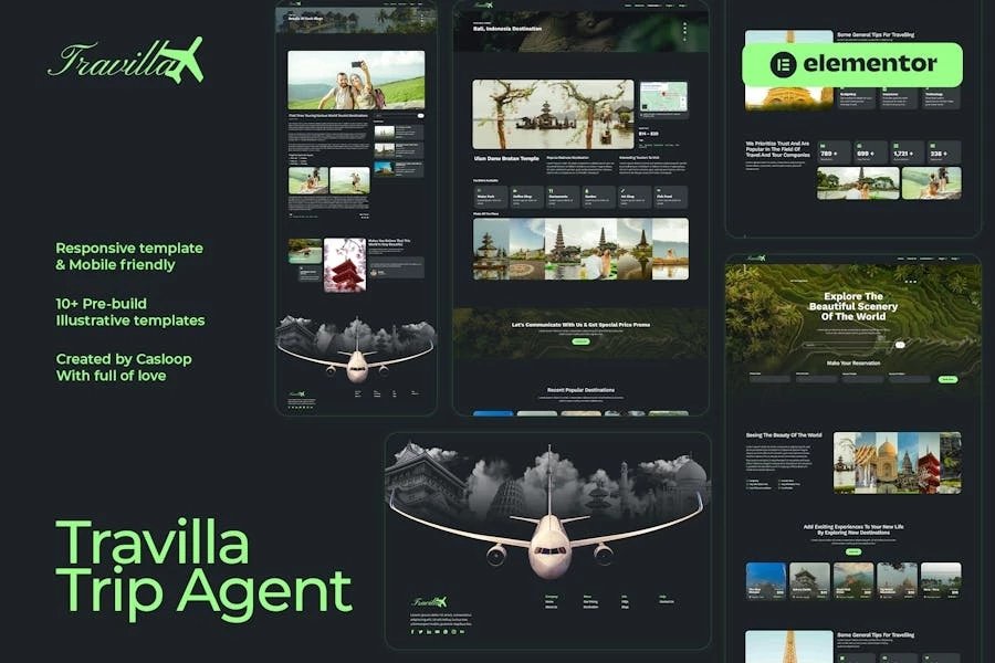 Travilla - Kit de plantillas Elementor para viajes y alojamiento