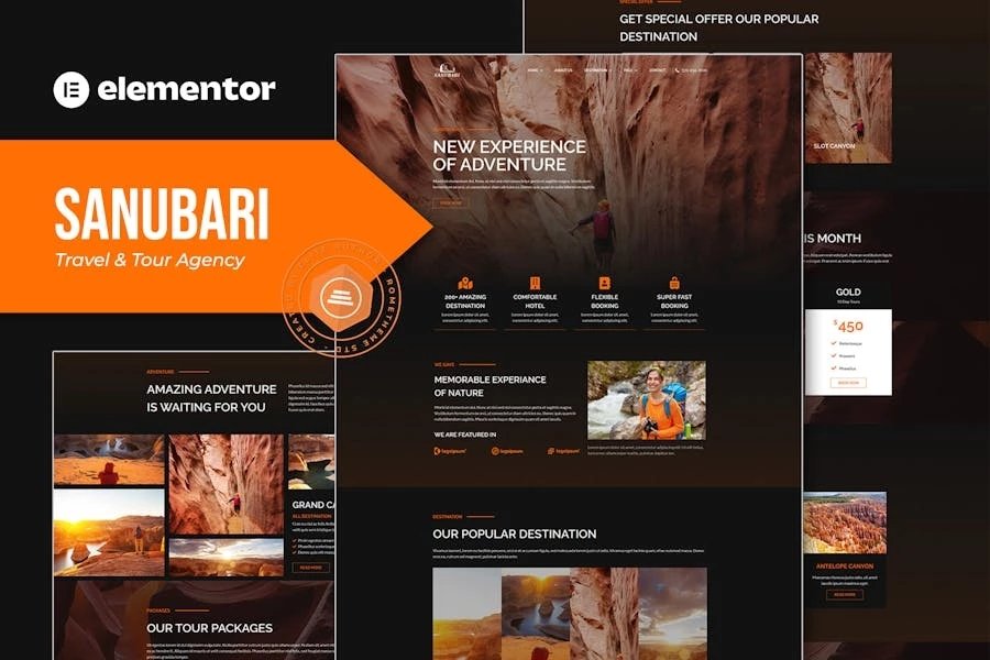Sanubari - Template Kit Elementor para Agencia de viajes y viajes