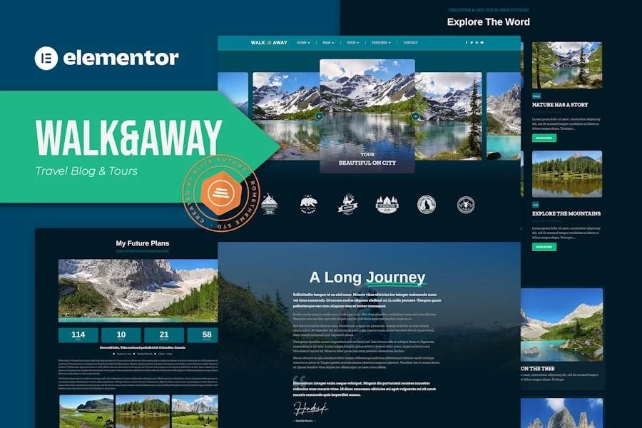 WalkAway - Template Kit Elementor para blog de viajes y recorridos