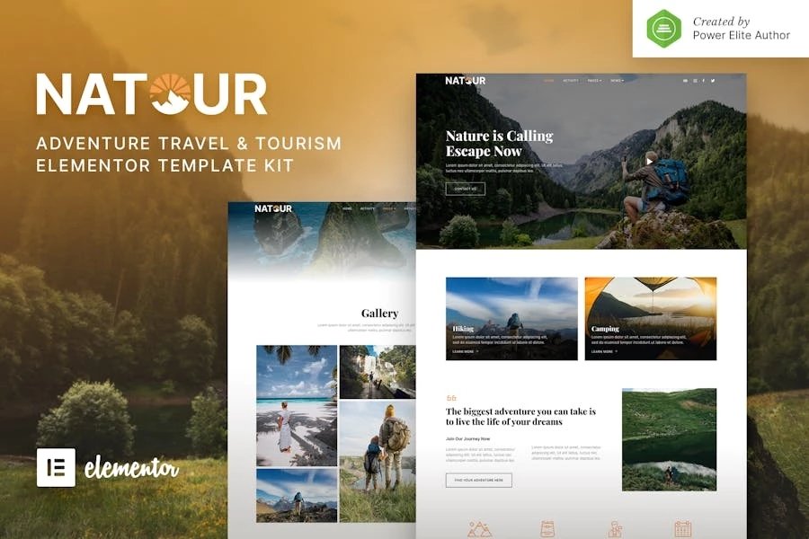 Natour - Template Kit Elementor para viajes y turismo de aventura