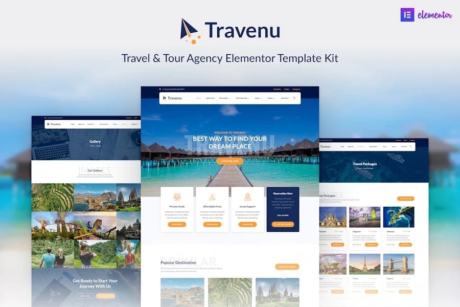 Travenu - Template Kit Elementor para Agencia de viajes y viajes