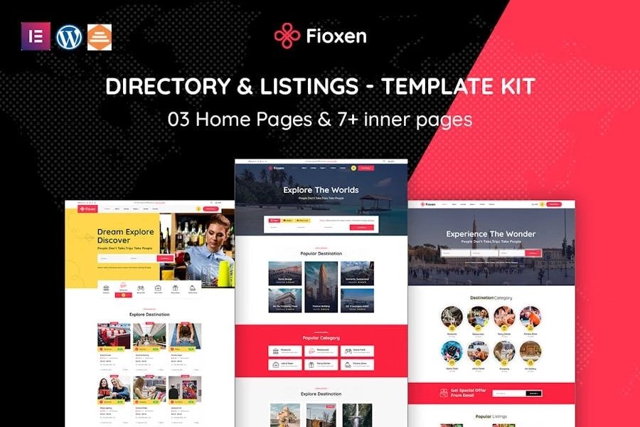Fioxen - Template Kit Elementor para directorios y listados de viajes