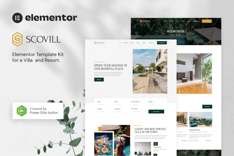 Scovill - Template Kit Elementor de villas y complejos turísticos de lujo