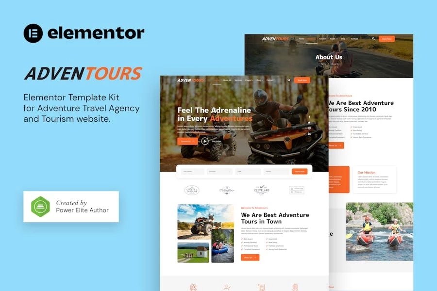 Adventours - Template Kit de Elementor para Agencia de viajes de aventura y