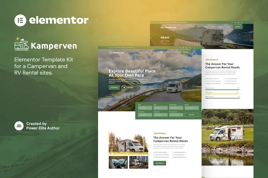 Kamperven - Template Kit Elementor para alquiler de autocaravanas y vehículos recreativos