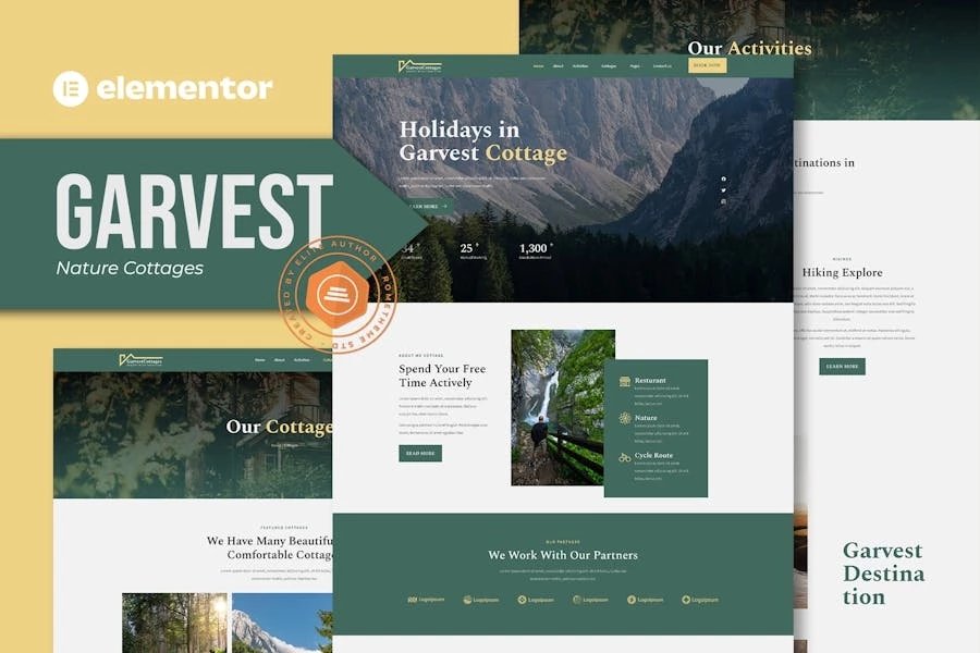 Garvest - Template Kit Elementor de Cabañas Naturales