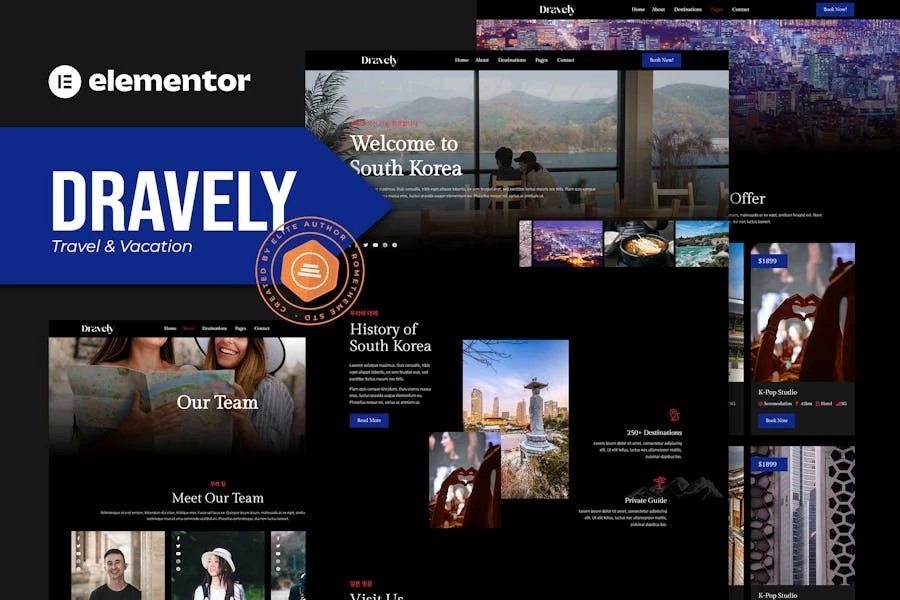 Dravely - Template Kit Elementor de viajes y vacaciones