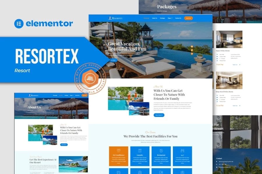 Resortex - Template Kit Elementor Pro para hoteles y complejos turísticos