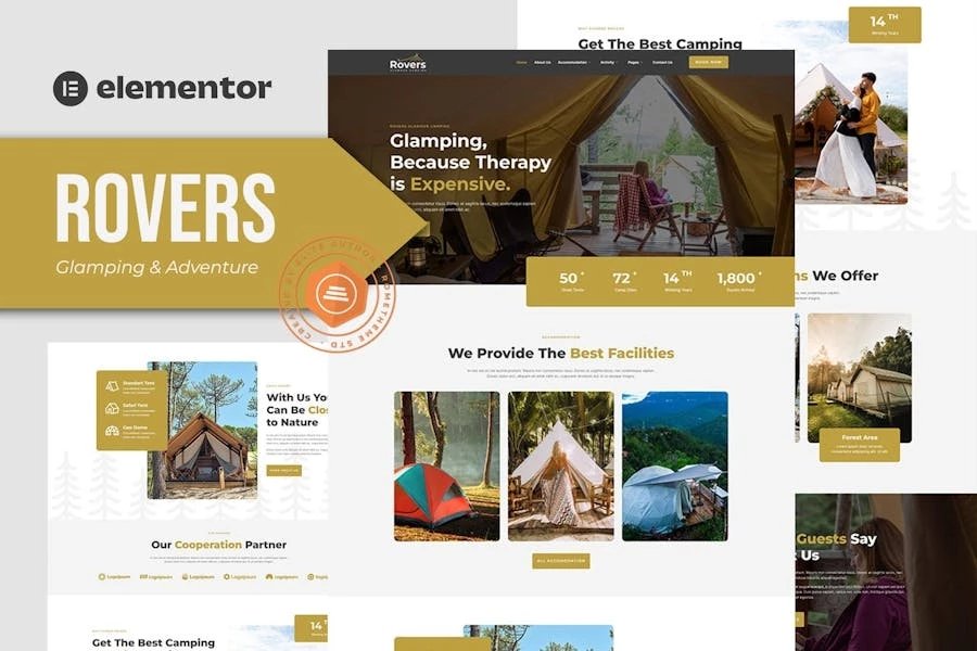 Rovers - Template Kit Elementor para campamento y aventura