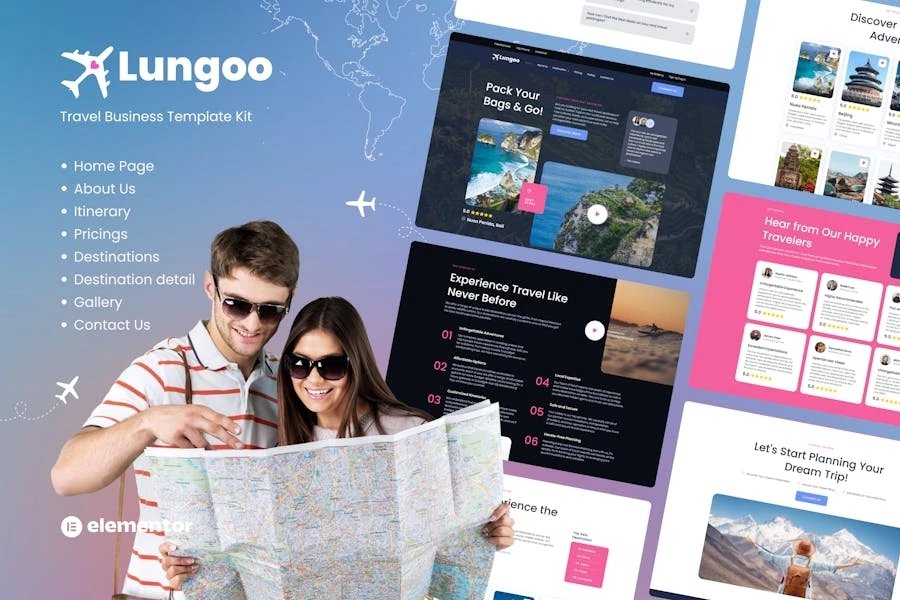 Lungoo - Template Kit Elementor para viajes y negocios