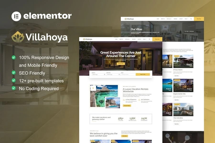 Villahoya - Template Kit Elementor para alquiler vacacional en villas