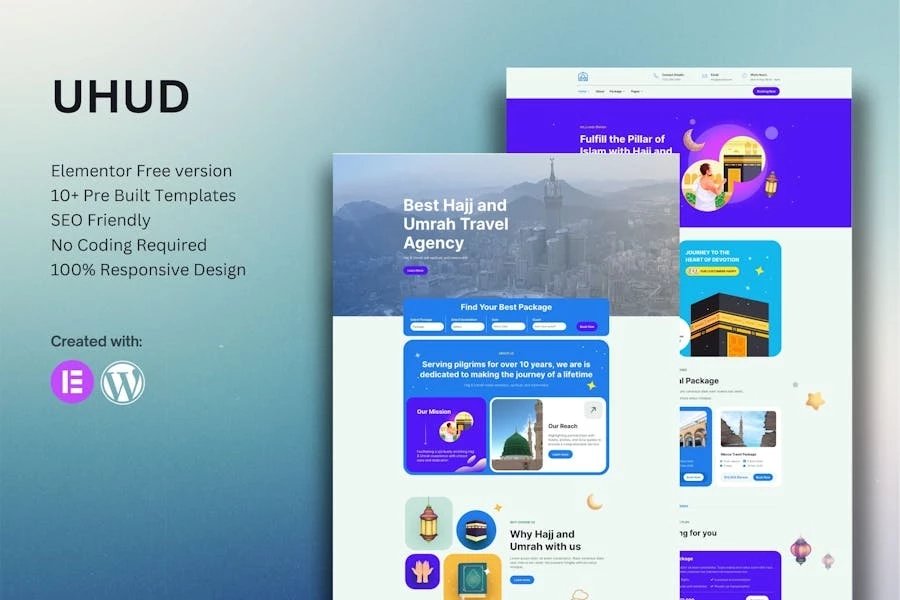 Uhud - Kit de plantillas Elementor para viajes de Hajj y Umrah