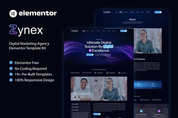 Zynex - Kit de plantillas Elementor para agencias de marketing digital